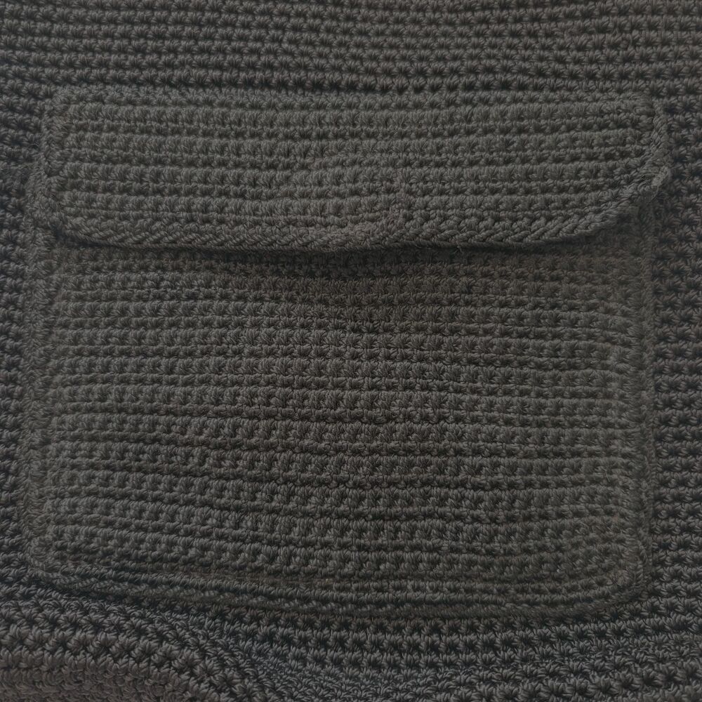 Vintage Crochet Knit Woven Crossbody Purse Zip Close Pocket Goth Boho Festival - Picture 3 of 5